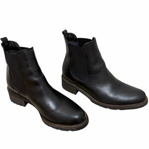 Telluride Clothing Company Black Leather Boots Size 9.5 Moto Combat Chunky Heel